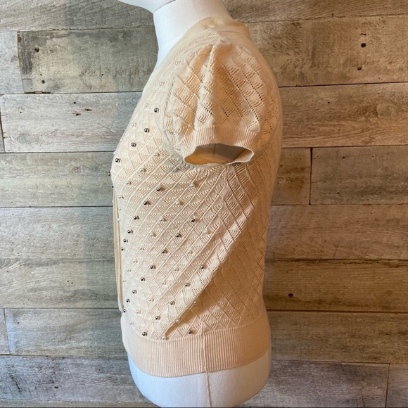 Beaded short-sleeved cardigan sweater size small - Picture 7 of 12